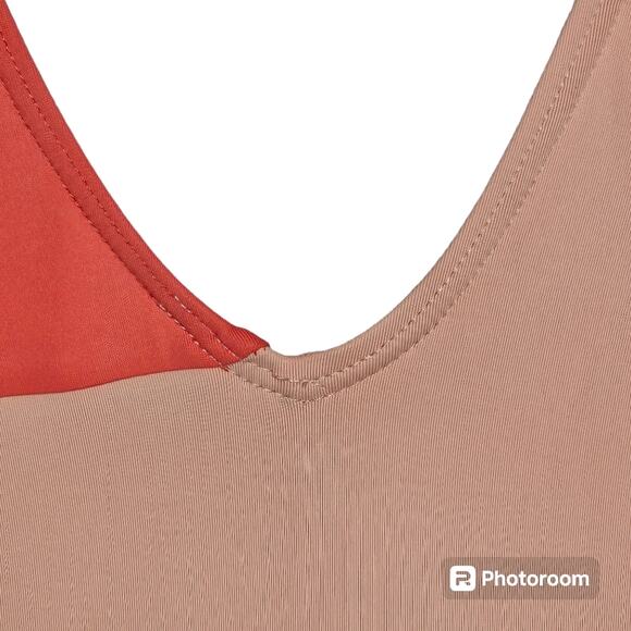 Vince Camuto Surplice Wrap Tie One Piece Swimsuit Women's 14 Coral Colorblock - Picture 5 of 13